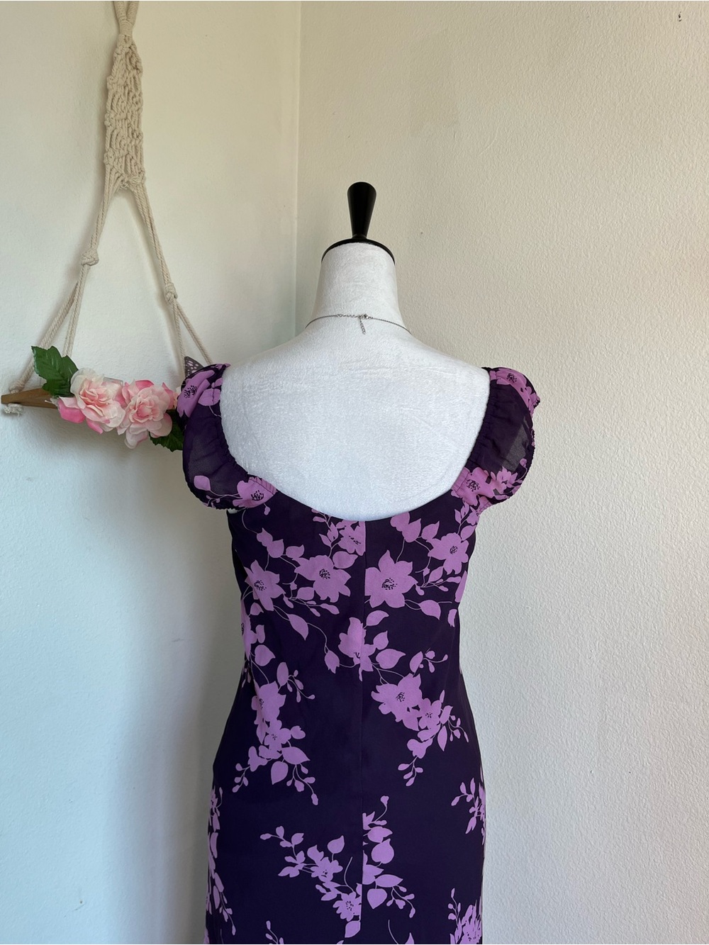 Y2K Charolette Russell Purple Floral Midi Dress size 3 - Picture 4 of 6
